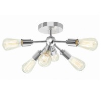 Style Selections Grayford 22.2-in W Brushed nickel No Shades Semi-Flush Mount Light